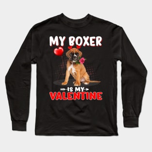 Cutes My Boxer Is My Valentine Heart Dog On Valentine_s Day Long Sleeve T-Shirt